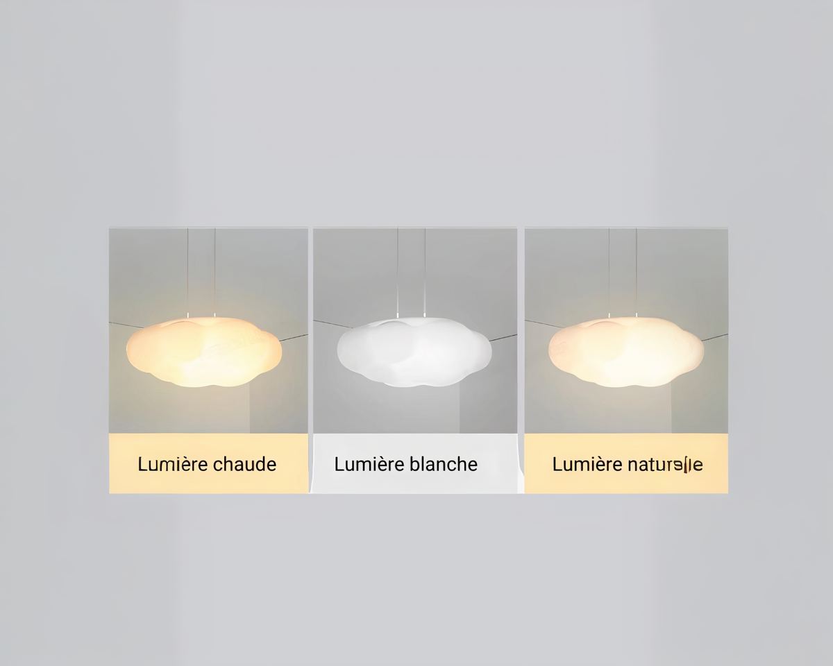 Lustre chambre ado nuage blanc lumière trois teintes, vue 9