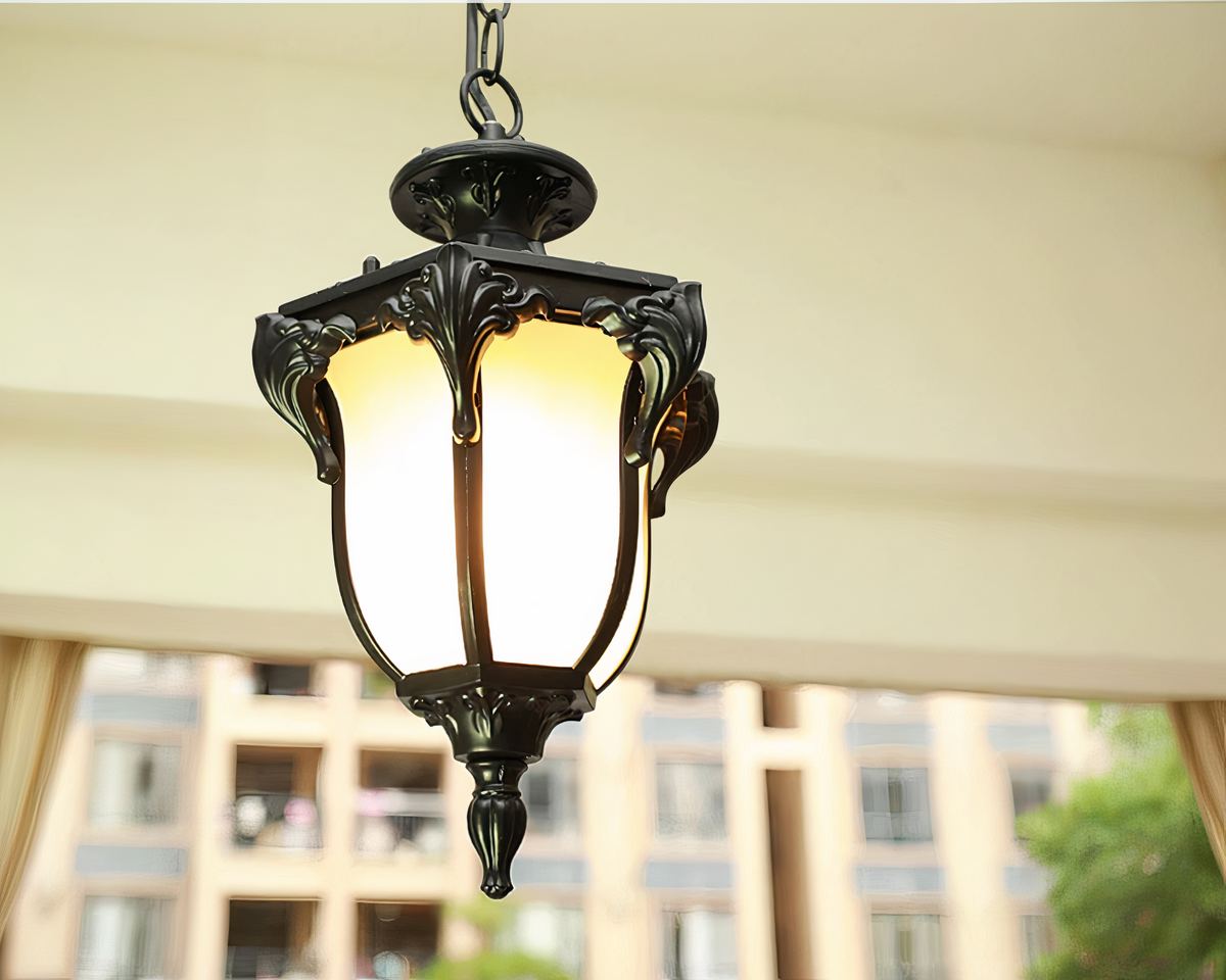 Lustre extérieur lanterne rétro noire IP44