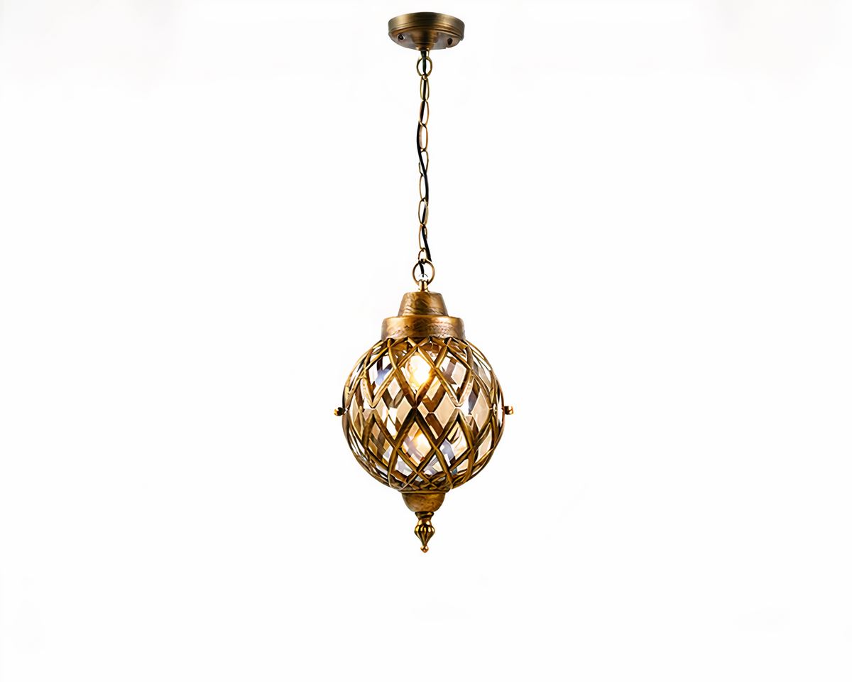 Lustre extérieur boule en verre style bohème, vue 8