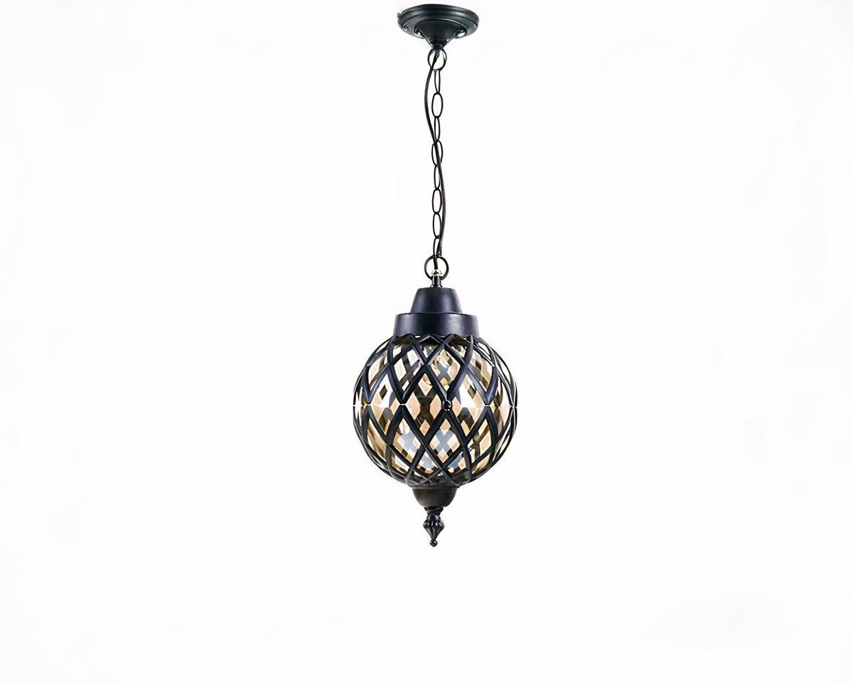 Lustre extérieur boule en verre style bohème, vue 9