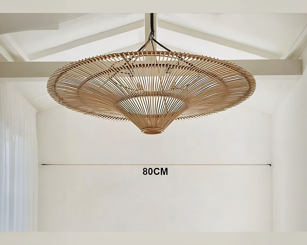 Lustre Bali chapeau de paille en rotin ajouré, vue 4