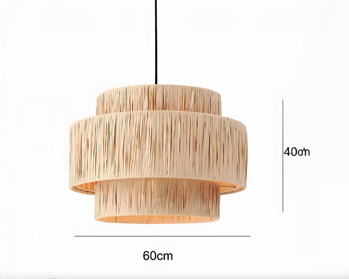 Lustre Bali en raphia à trois étages ronds, vue 7