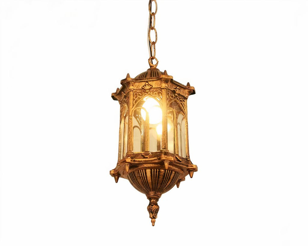 Lustre extérieur gothique à arches, métal et verre, vue 4