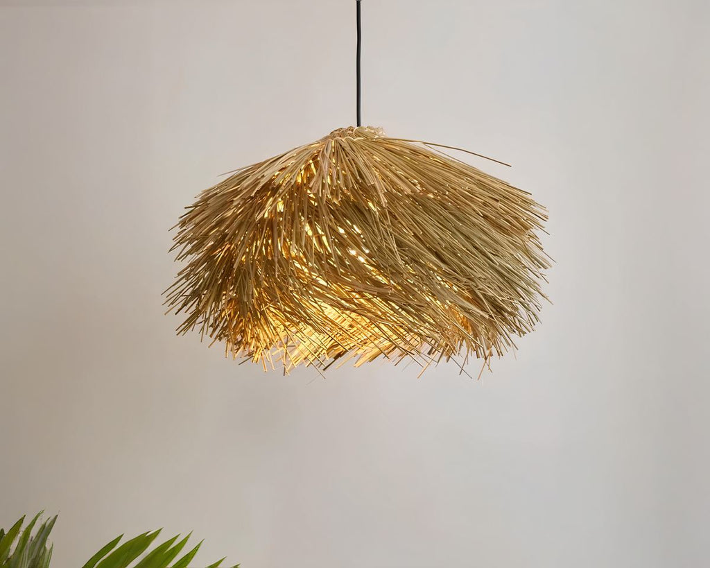 Lustre Bali rond en rotin esprit bohème
