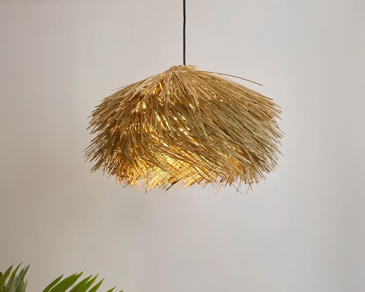 Lustre Bali rond en rotin esprit bohème