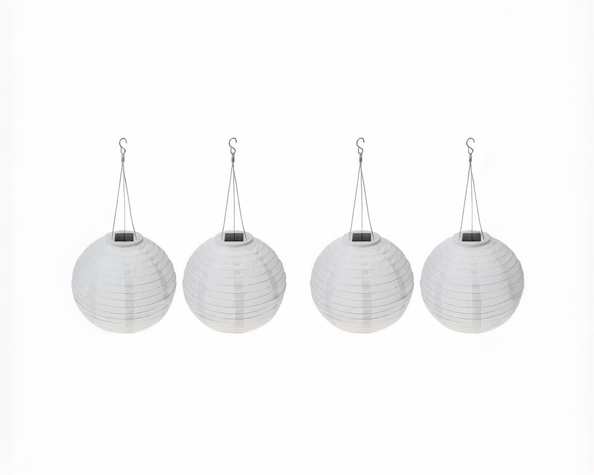 Lustre extérieur solaire boule blanche façon lanterne asiatique, vue 5