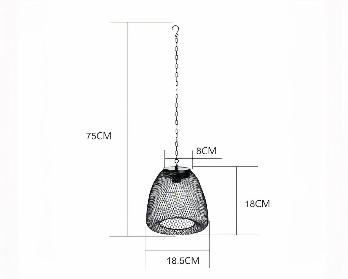 Lustre extérieur solaire cage bohème rotin ou métal, vue 2
