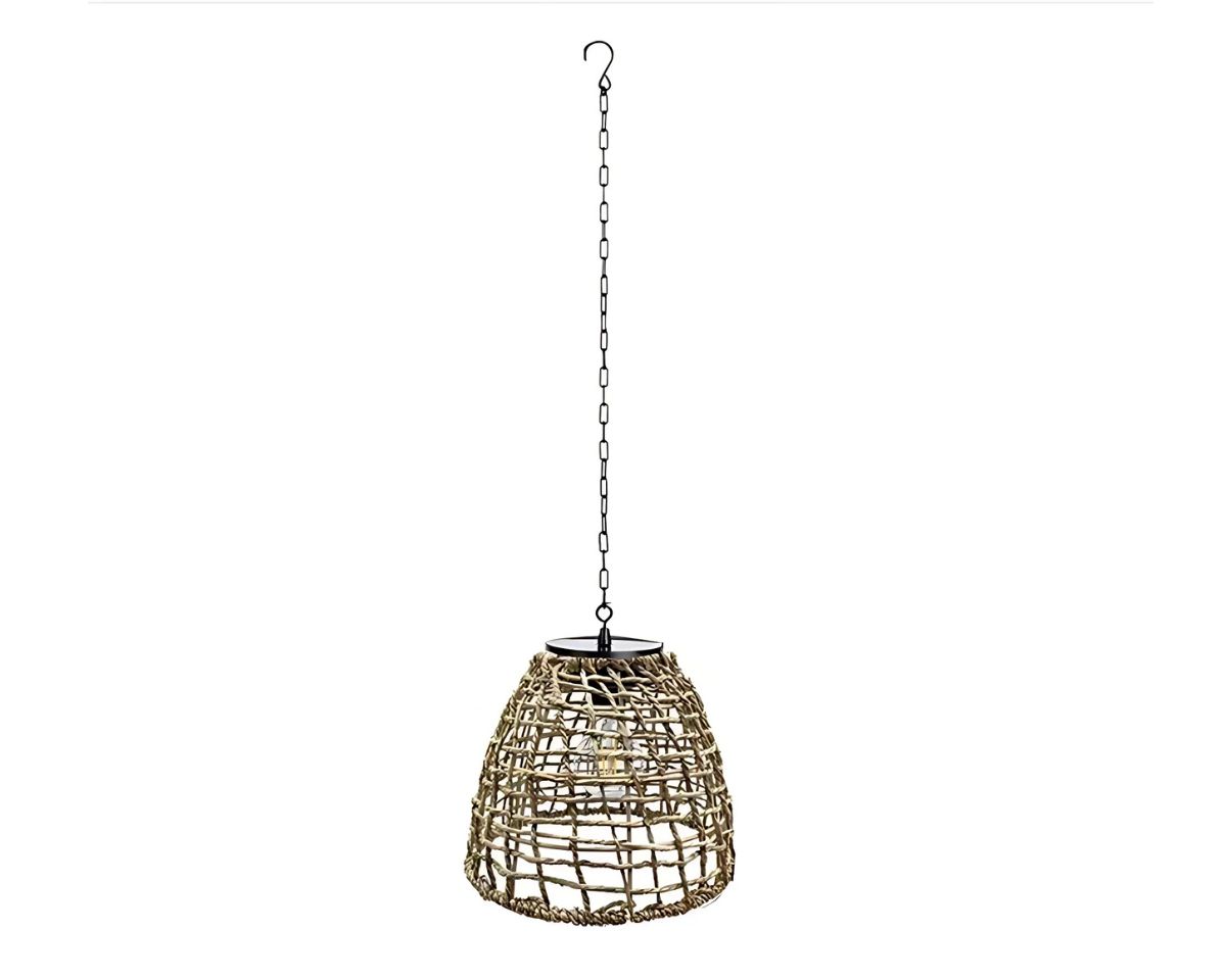 Lustre extérieur solaire cage bohème rotin ou métal, vue 8