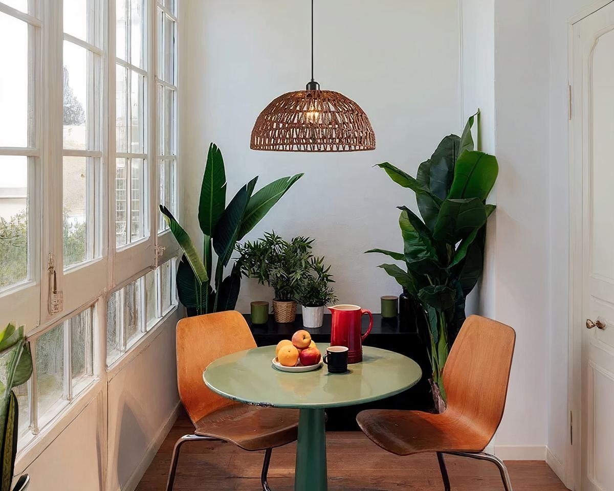 Lustre bohème rond en corde de chanvre tressée, vue 3