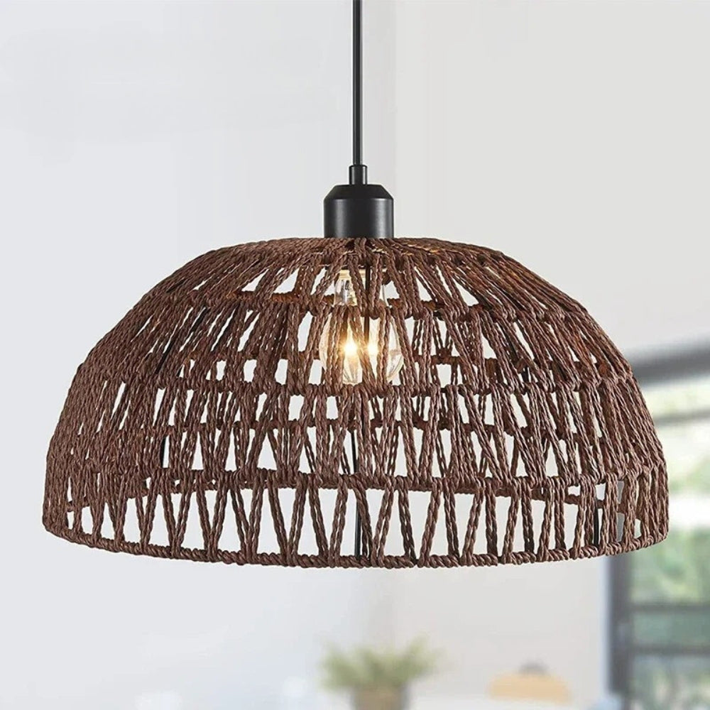 Lustre bohème rond en corde de chanvre tressée, vue 7