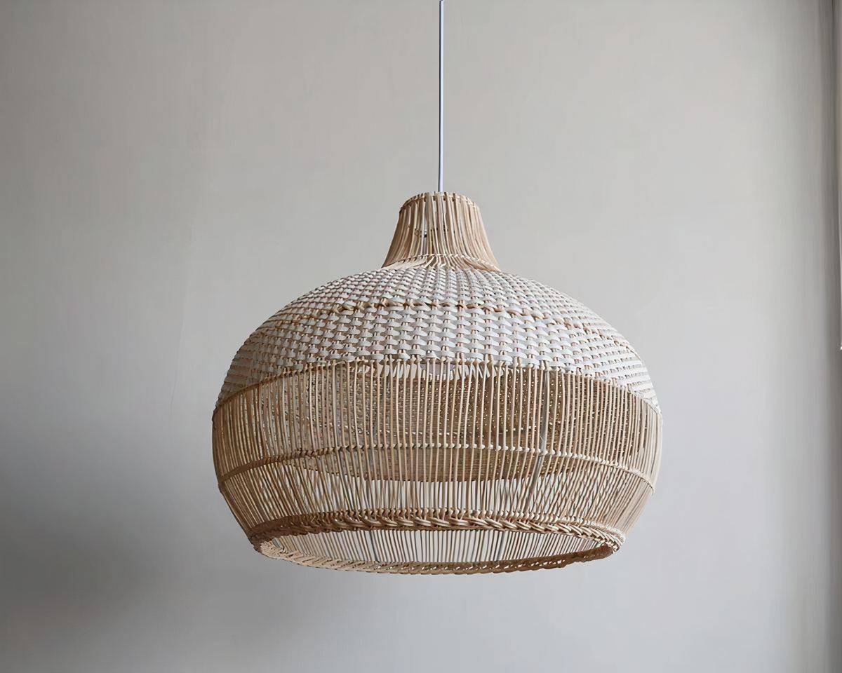 Lustre bohème rond en rotin, trois tailles, vue 2