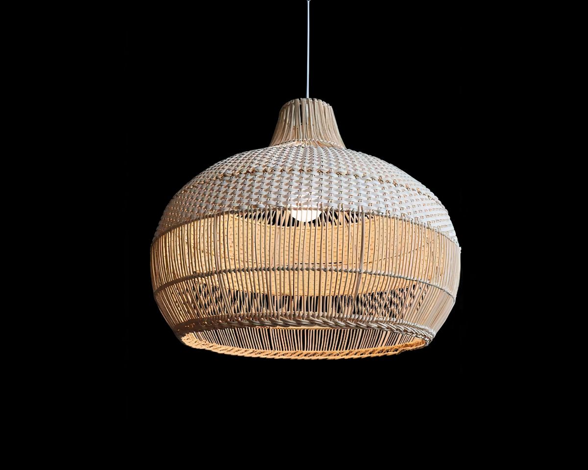 Lustre bohème rond en rotin, trois tailles, vue 6