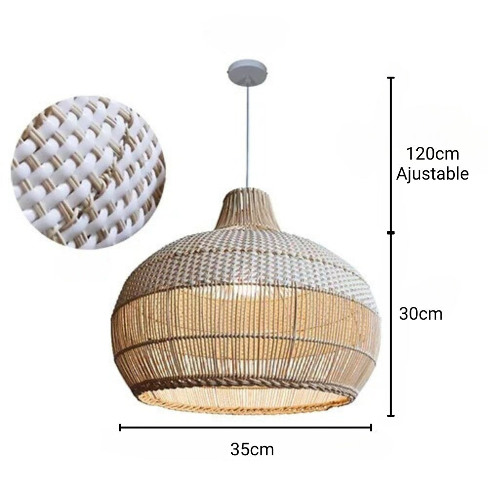 Lustre bohème rond en rotin, trois tailles, vue 7