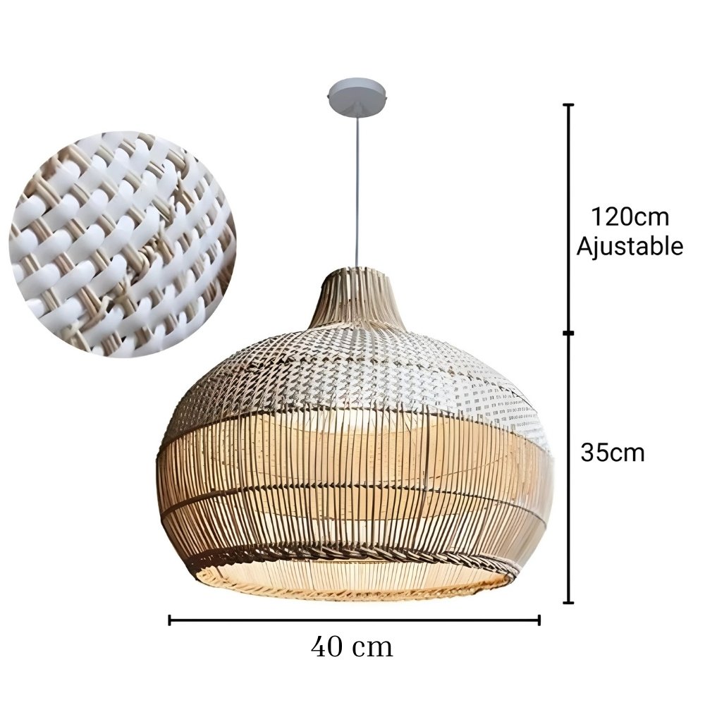 Lustre bohème rond en rotin, trois tailles, vue 8