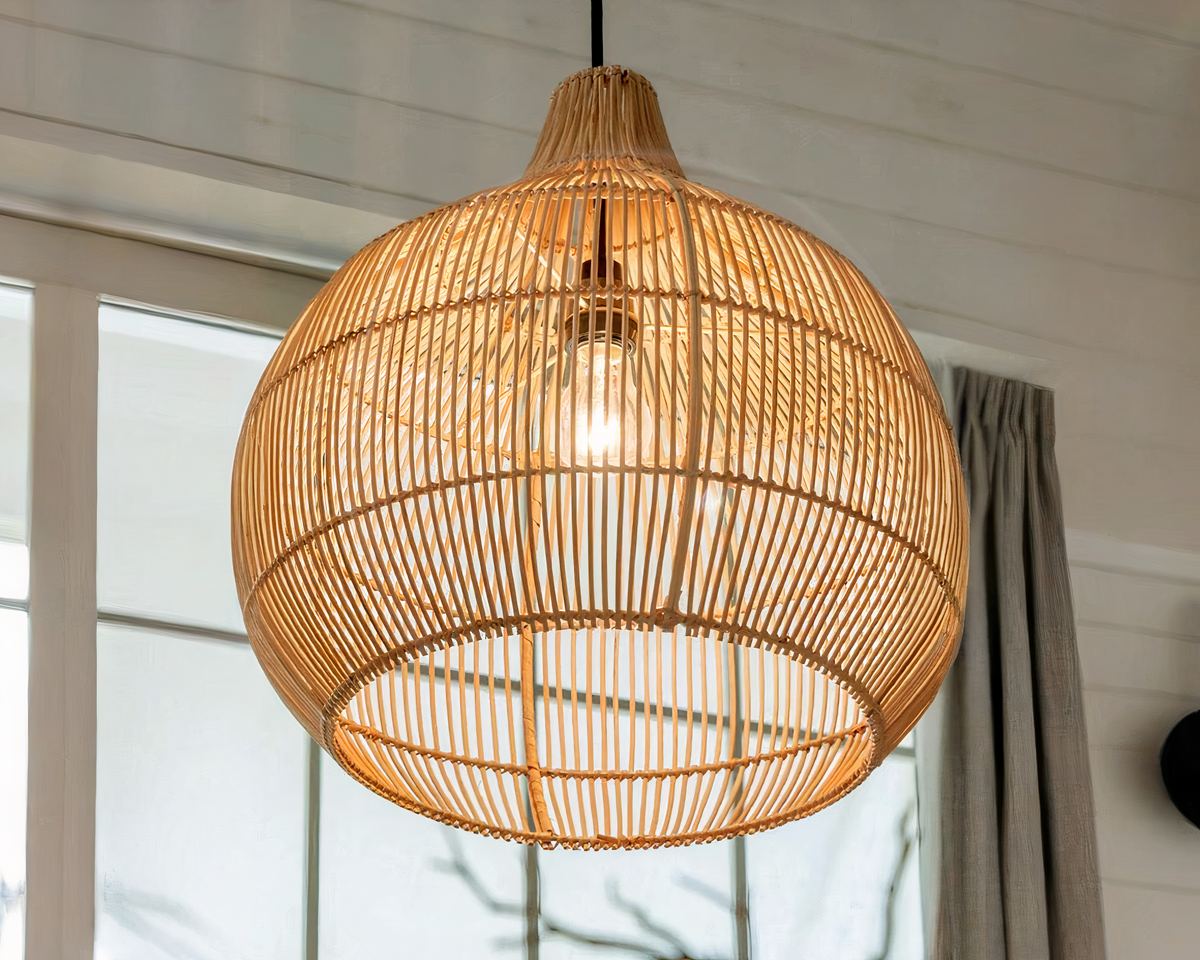Lustre bohème tressé en rotin et bambou