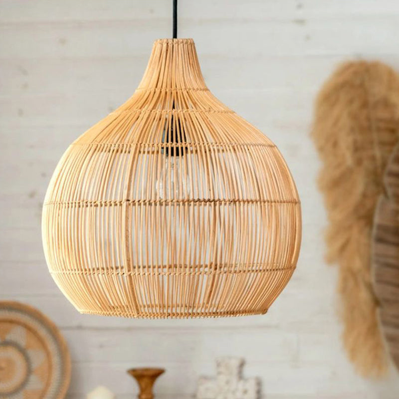 Lustre bohème tressé en rotin et bambou, vue 6