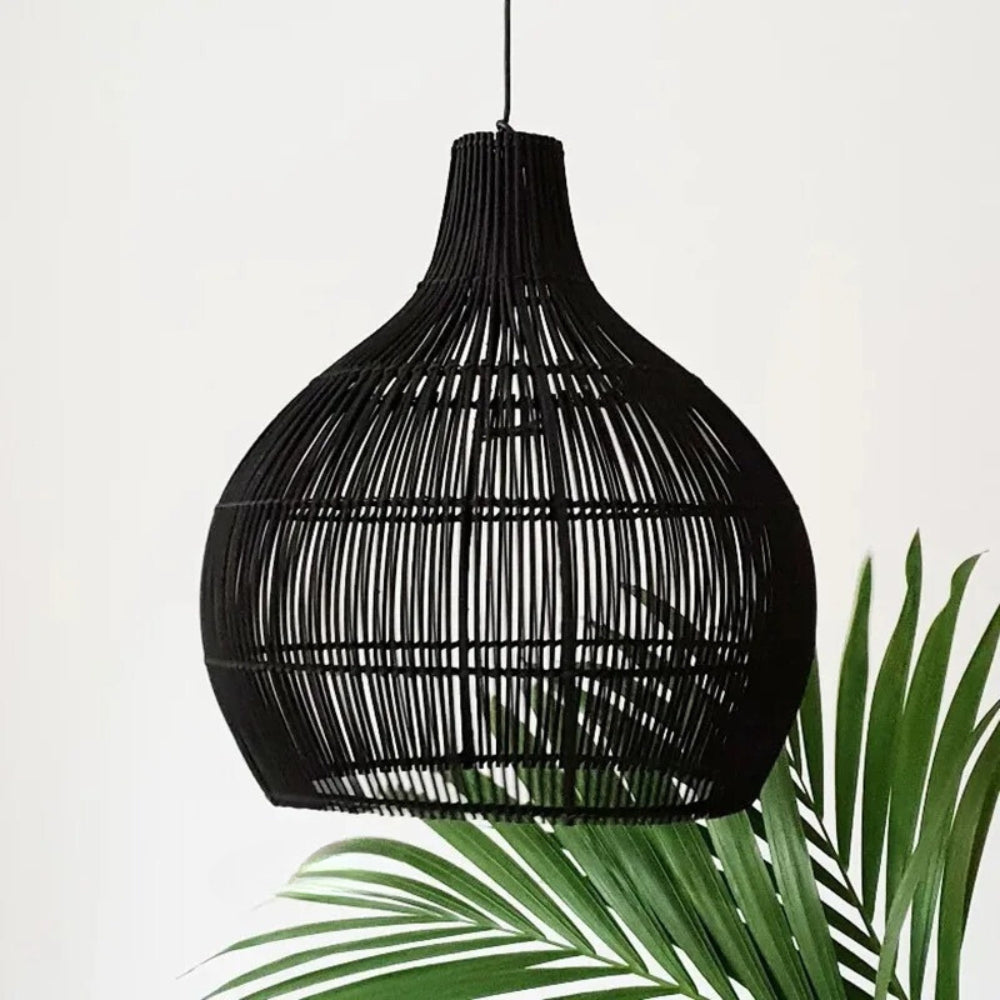 Lustre bohème tressé en rotin et bambou, vue 7
