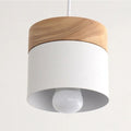 Lustre scandinave petit cylindre en métal mat et bois, vue 10