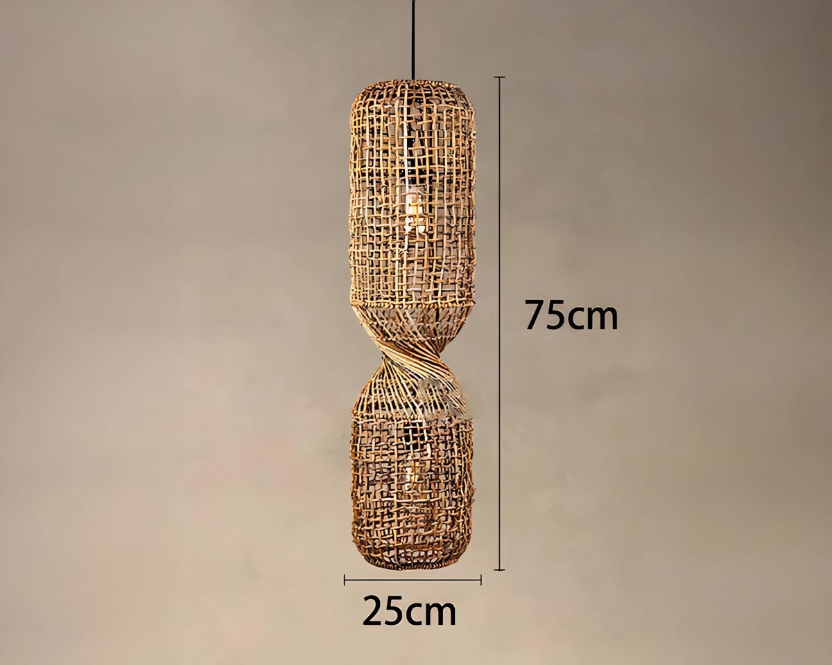 Lustre Bali allongé en rotin naturel vintage, vue 5
