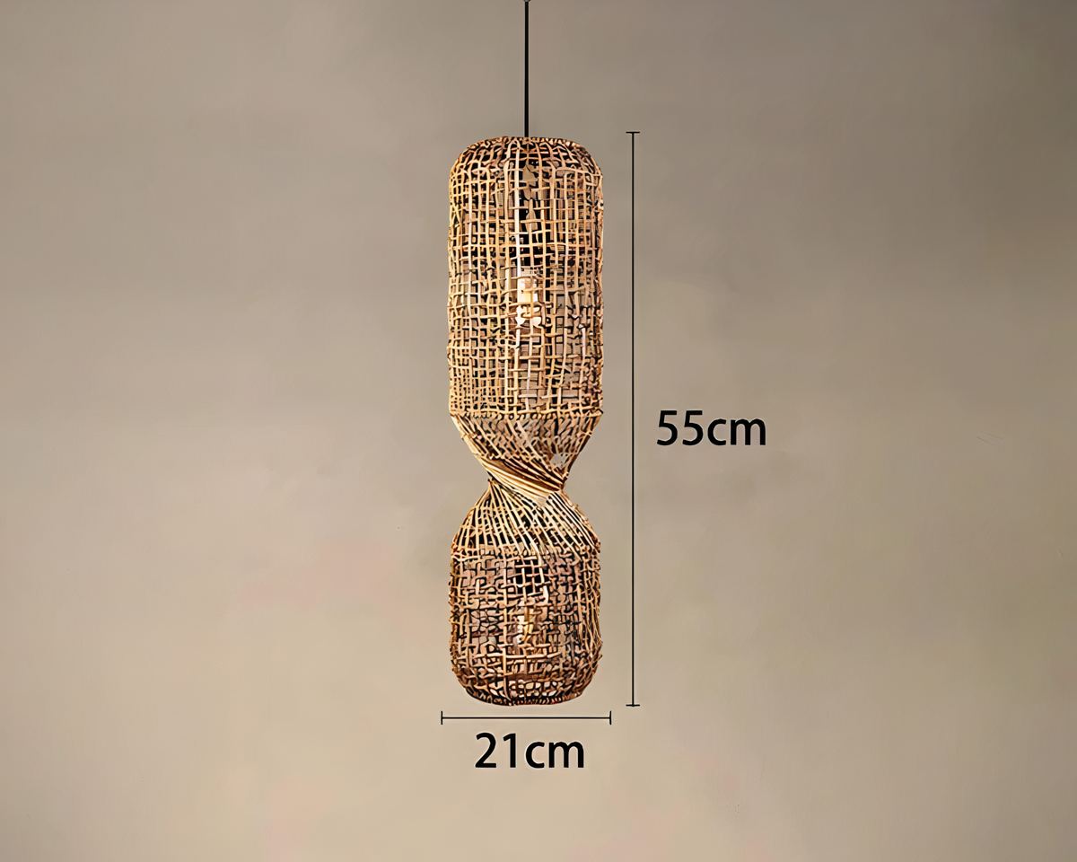 Lustre Bali allongé en rotin naturel vintage, vue 6