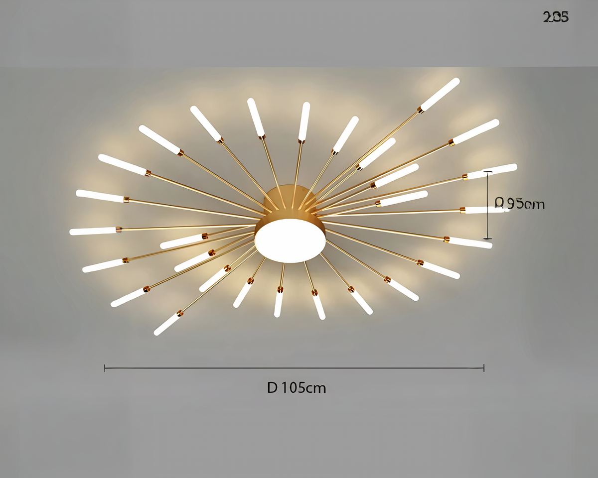 Lustre salon à tiges rayonnantes façon feu d'artifice, vue 5