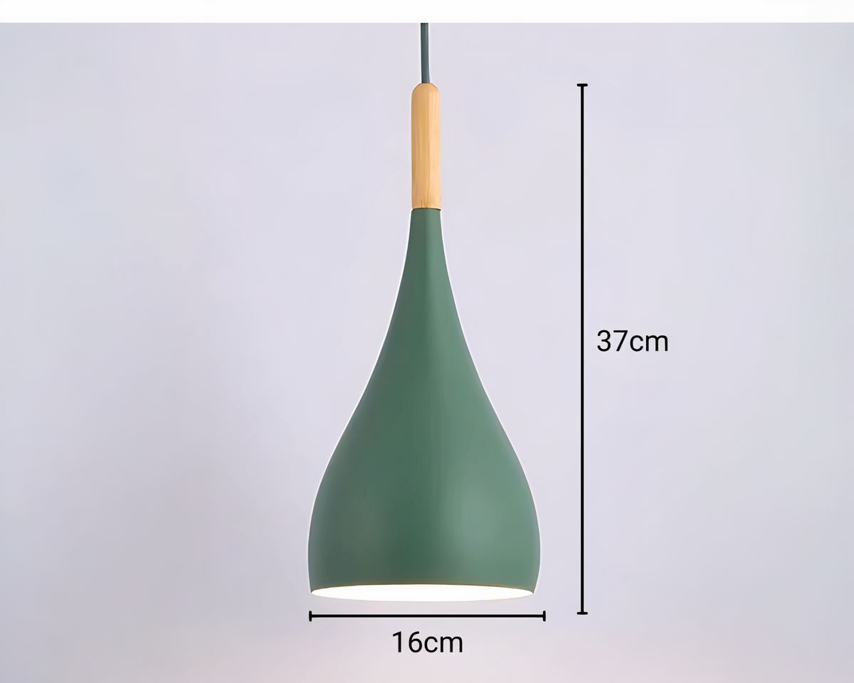 Lustre scandinave étroit et allongé en métal et bois, vue 3