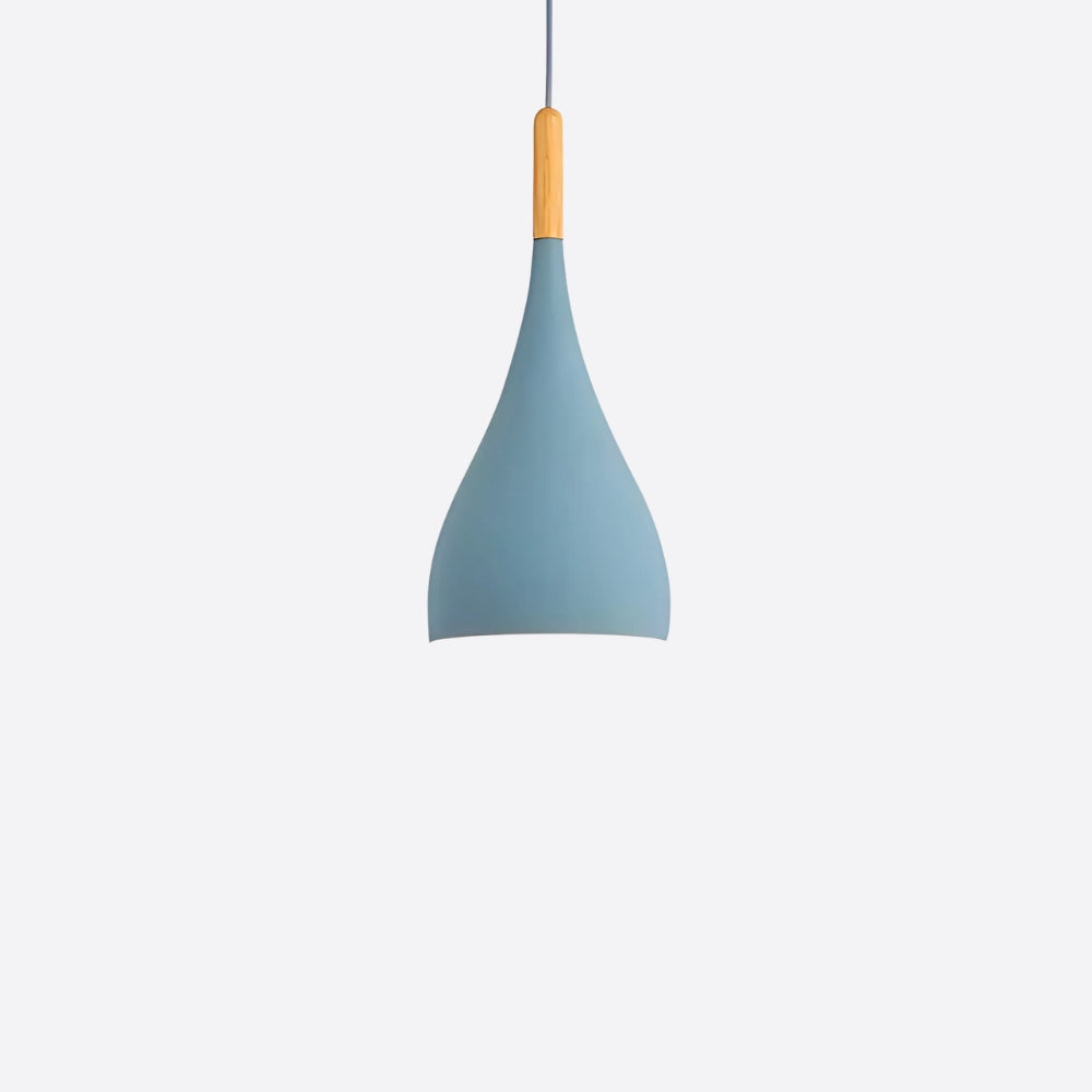 Lustre scandinave étroit et allongé en métal et bois, vue 7