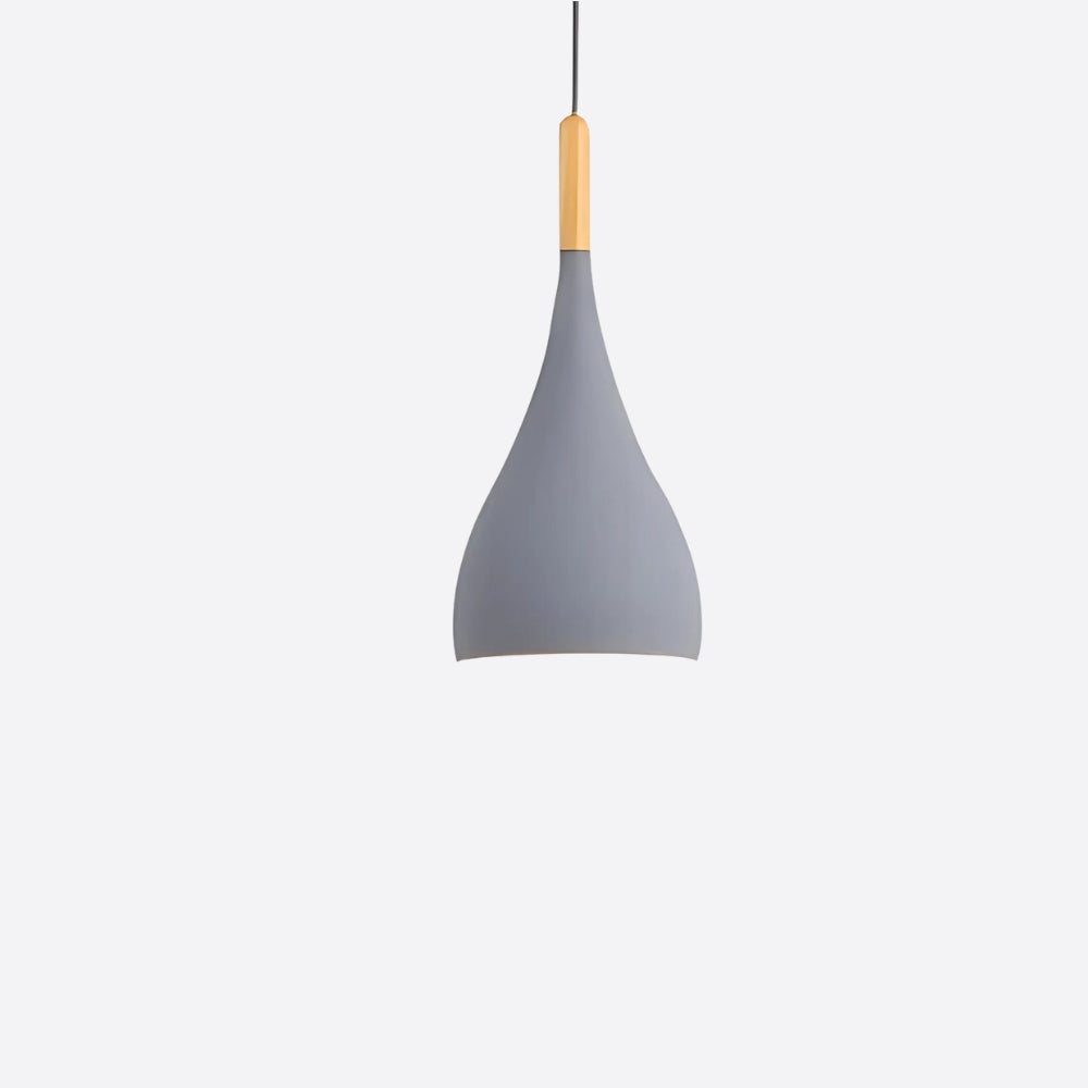 Lustre scandinave étroit et allongé en métal et bois, vue 8