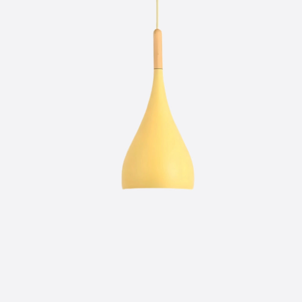 Lustre scandinave étroit et allongé en métal et bois, vue 9