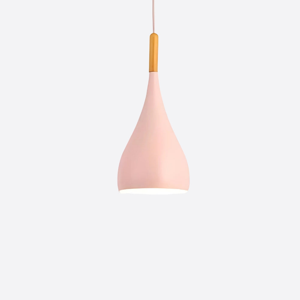 Lustre scandinave étroit et allongé en métal et bois, vue 10