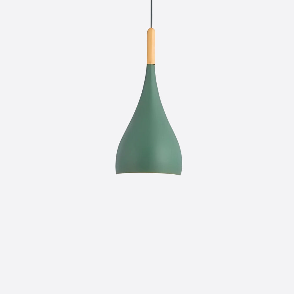 Lustre scandinave étroit et allongé en métal et bois, vue 11