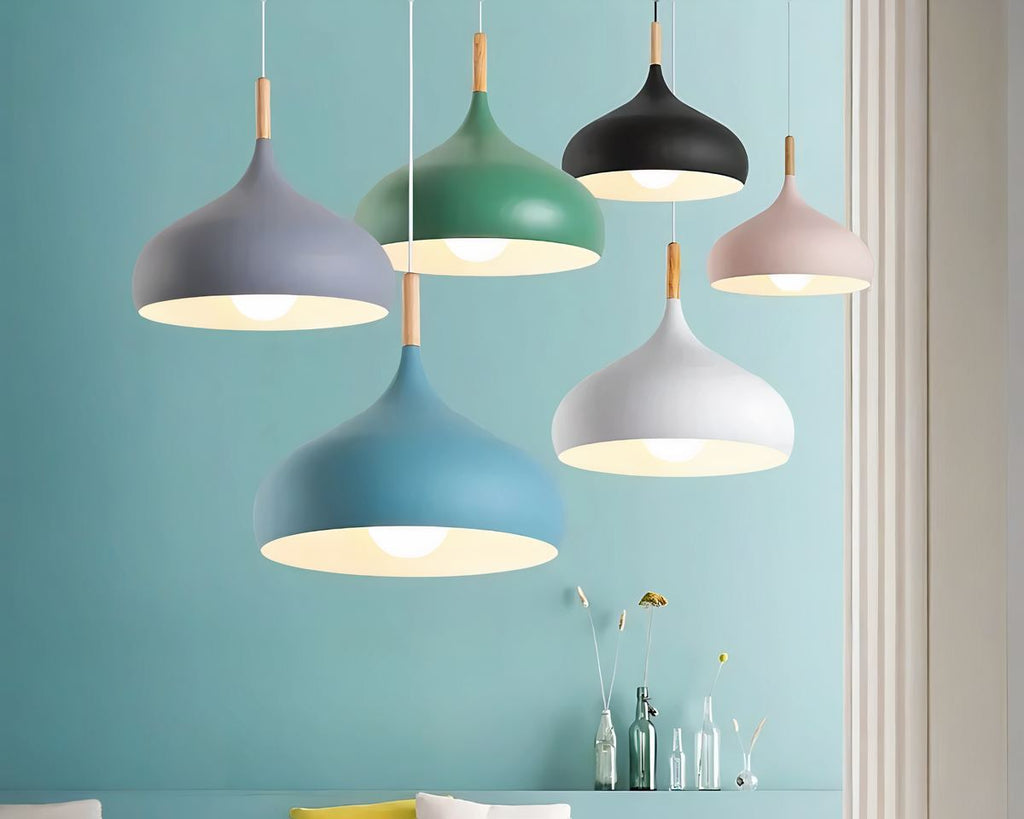 Lustre scandinave dôme haut en sept couleurs