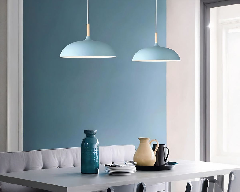 Lustre scandinave rond en métal coloré de 35 cm, vue 3