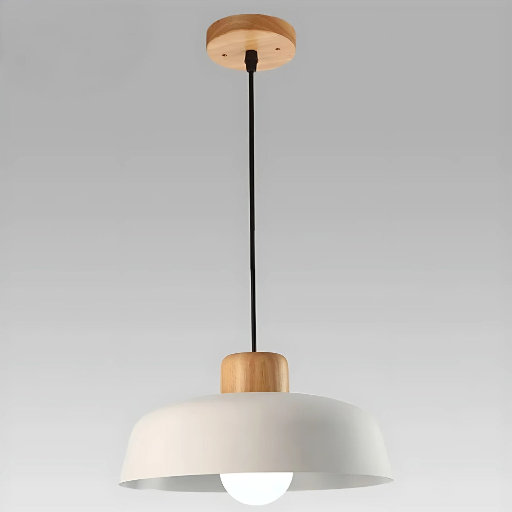 Lustre scandinave en métal coloré et attache en bois, vue 10
