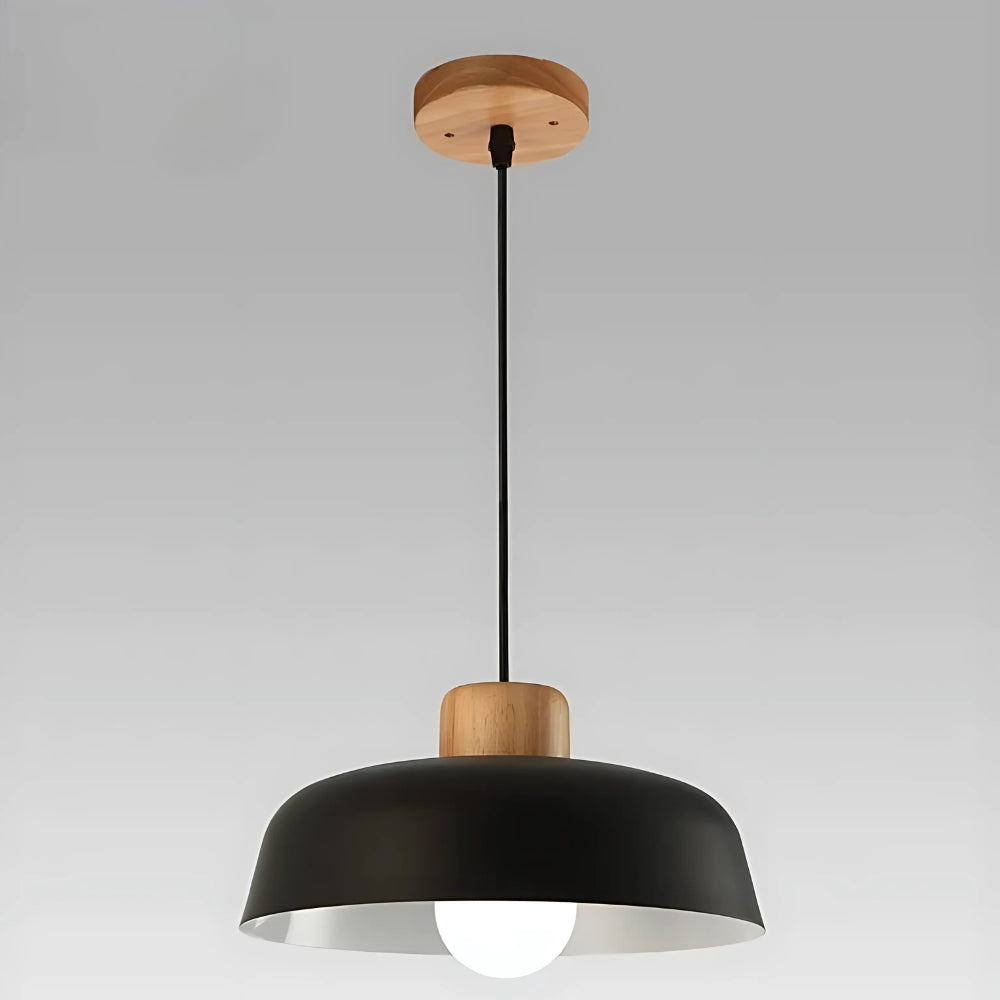 Lustre scandinave en métal coloré et attache en bois, vue 13