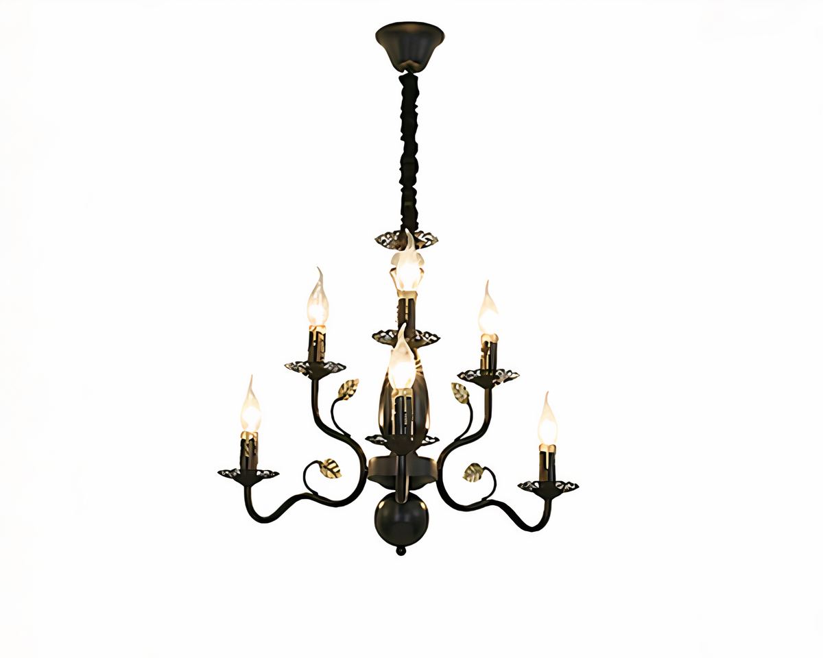 Lustre baroque grand chandelier en fer forgé, vue 8