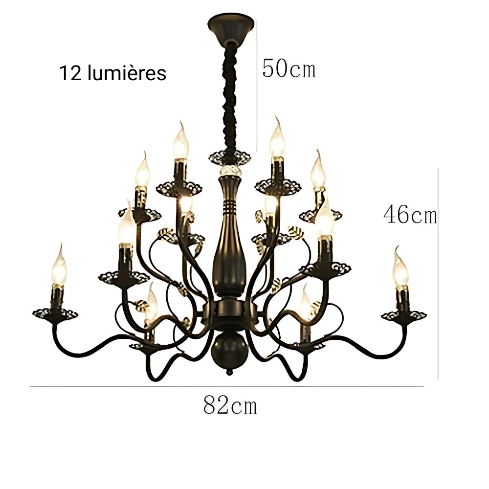 Lustre baroque grand chandelier en fer forgé, vue 17