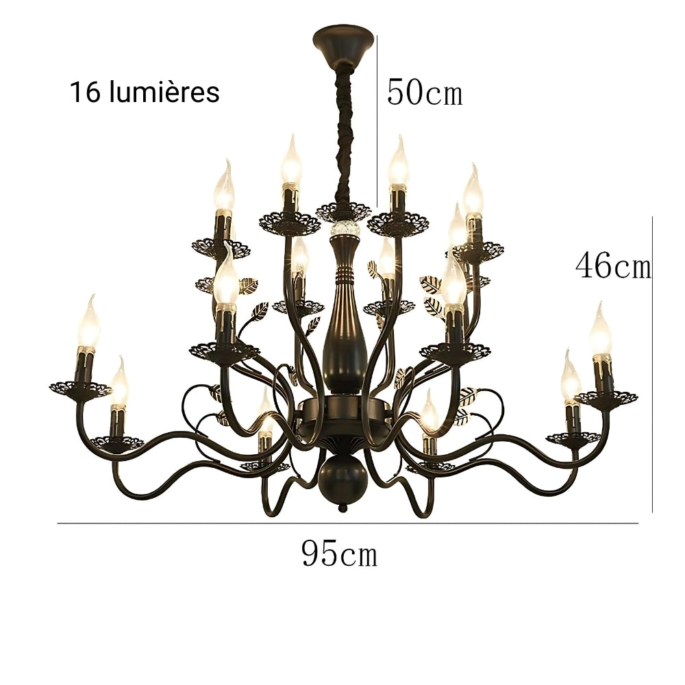 Lustre baroque grand chandelier en fer forgé, vue 18