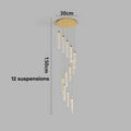 Lustre cristal d'escalier à suspensions réglables, vue 5
