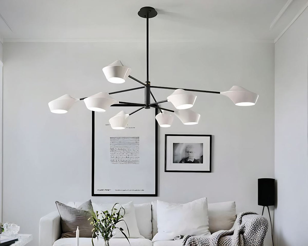 Lustre moderne à bras pivotants et abat-jour