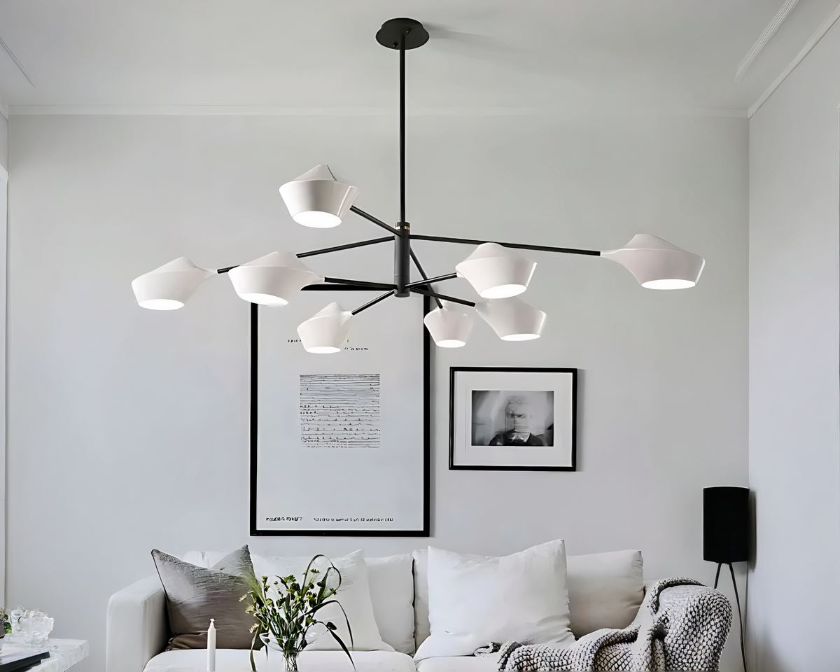 Lustre moderne à bras pivotants et abat-jour