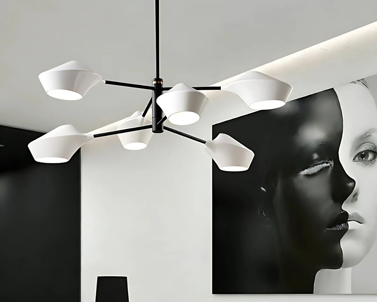 Lustre moderne à bras pivotants et abat-jour, vue 6