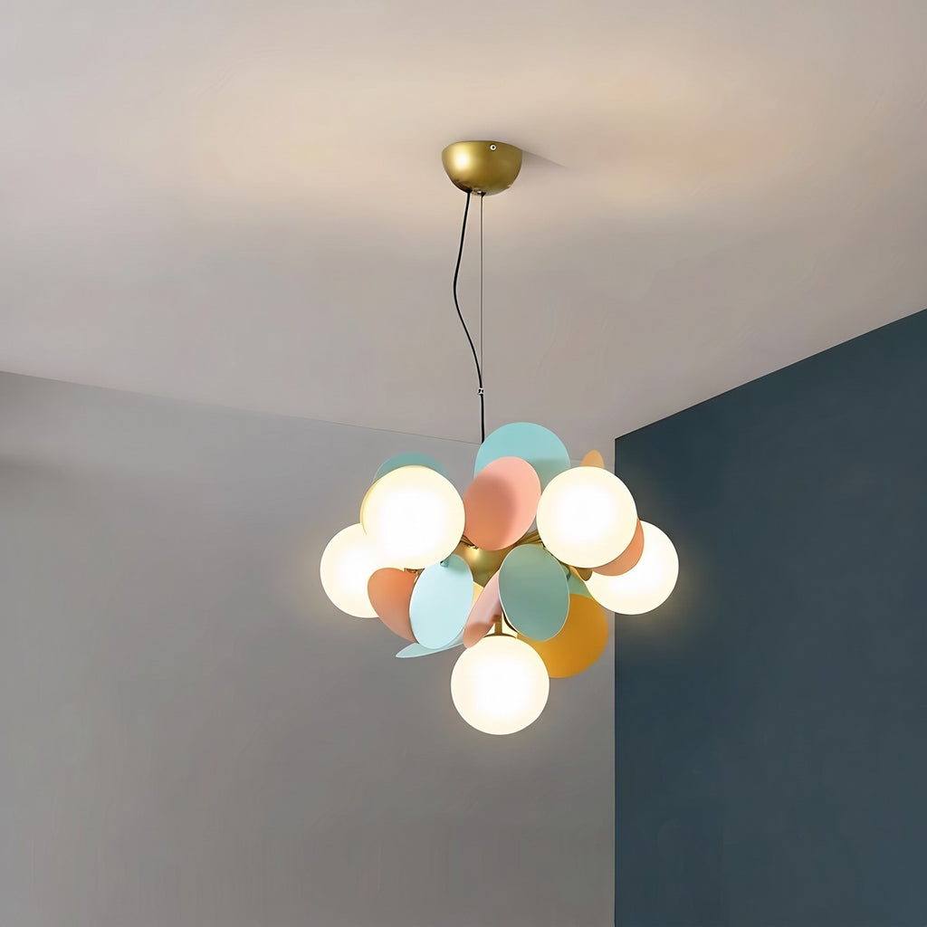 Lustre moderne ampoules rondes et pastilles de couleur, vue 6