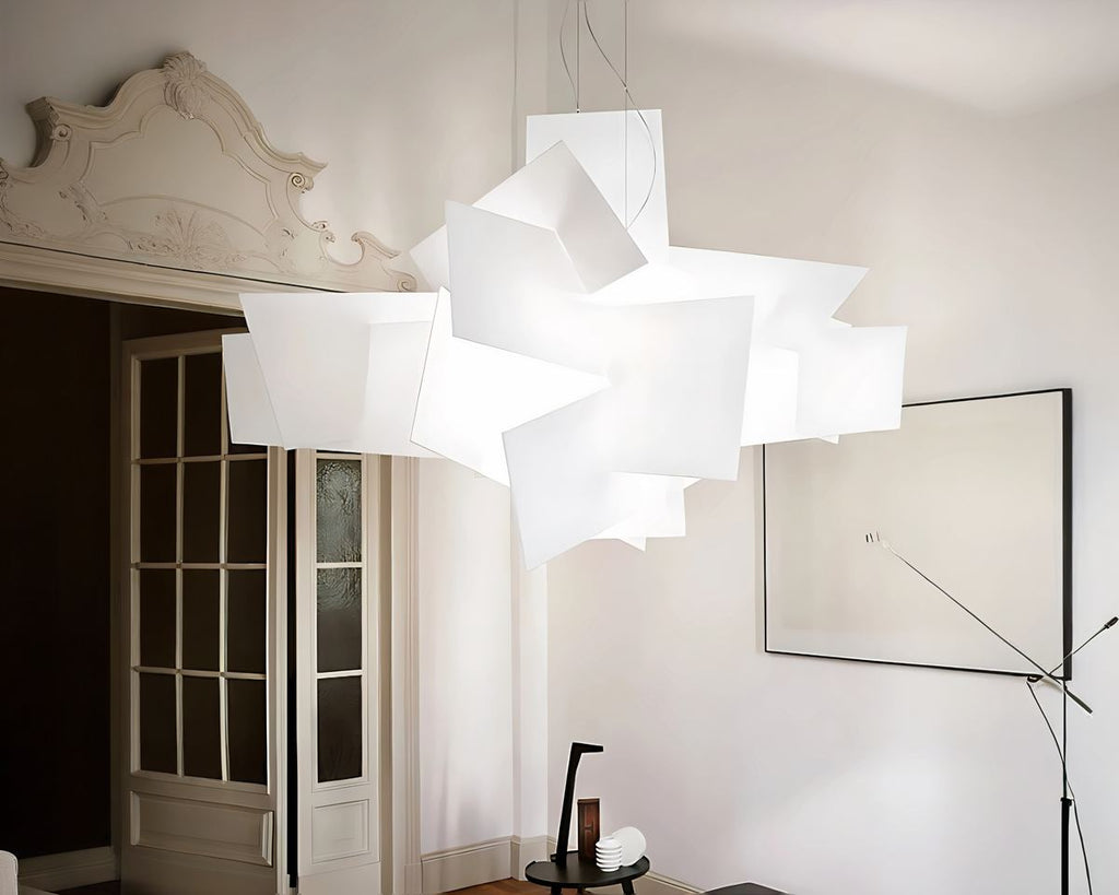 Lustre moderne panneaux entrecroisés façon Big Bang, vue 4