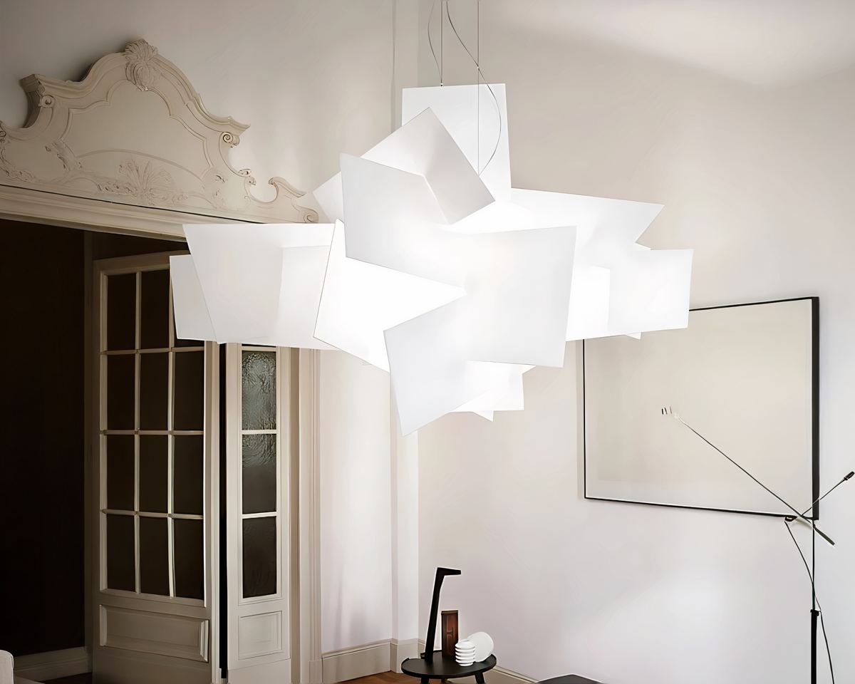 Lustre moderne panneaux entrecroisés façon Big Bang, vue 4