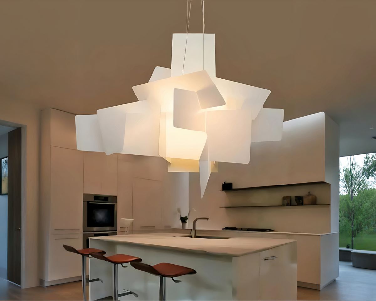 Lustre moderne panneaux entrecroisés façon Big Bang, vue 7