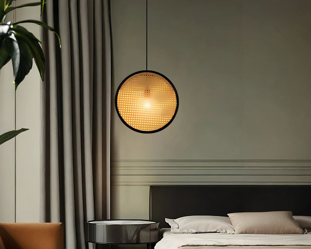 Lustre bohème cercle en cannage naturel, vue 2