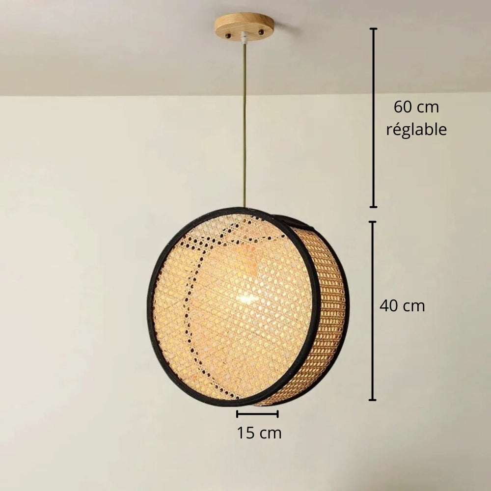 Lustre bohème cercle en cannage naturel, vue 8