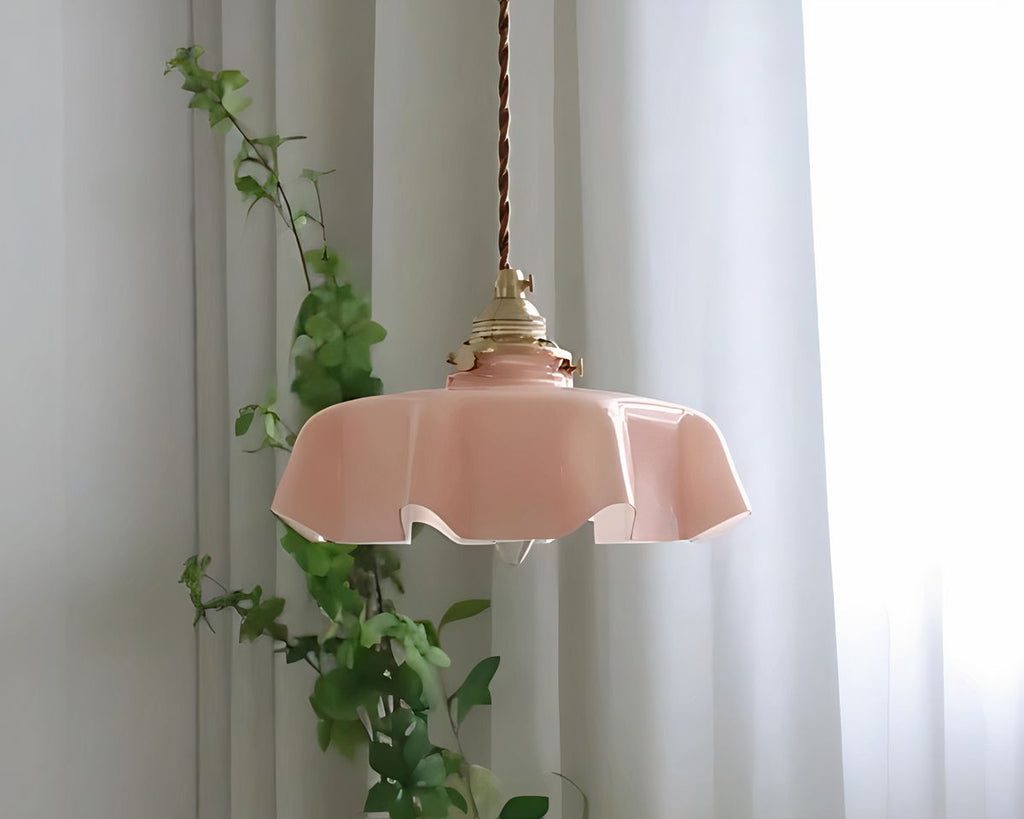Lustre opaline pastel à collerette ondulée, vue 7
