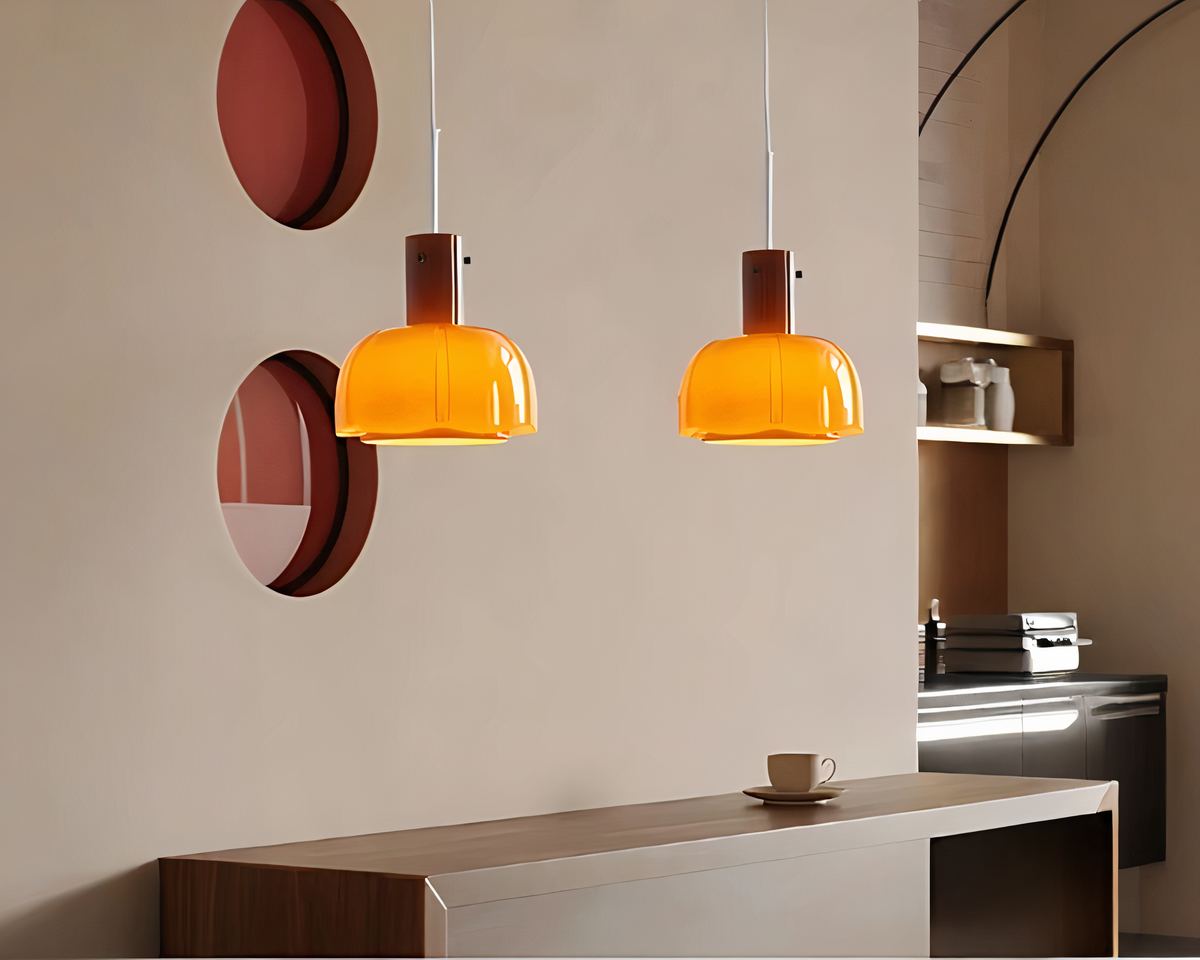Lustre opaline rétro en verre coloré, cinq teintes, vue 4